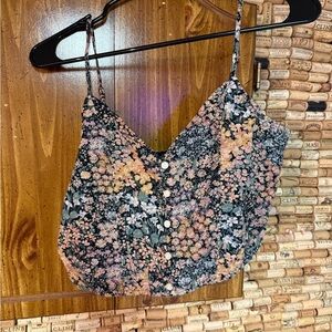 American Eagle floral crop cami bralette cotton tank top size S